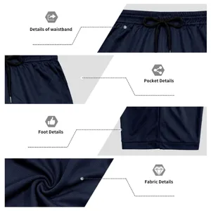 Men's casual sports shorts detail view showing elastic waistband and breathable fabric.