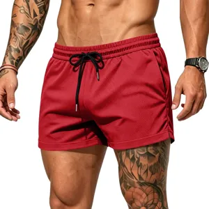 Men's sports fitness casual breathable beach quick-drying summer swimming shorts red