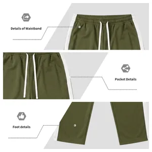 Herren lässige grüne Jogginghose mit weißen Seitenstreifen, lockere gerade Freizeithose.