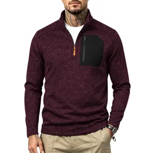 Herren Winter Fleece gefütterter halber Reißverschluss Pullover lässig warmer Oberteil