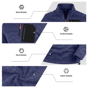 Winter Fleece Stehkragen Sweatshirt mit halbem Reissverschluss und Kontrasttasche.