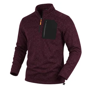 Herren Winter thermisch Viertel-Zip Fleece Pullover Sweatshirt mit Kontrast Brusttasche.