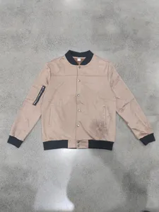 Men faux suede bomber jacket detail, casual vintage style, contrast rib collar, zip pocket.