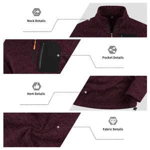 Herren winter fleece sweatshirt mit stehkragen, reißverschluss und kontrasttasche.