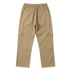 Herren khaki Cargohose freizeithose gerades bein mit elastischem bund und taschen outdoor