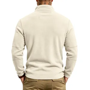 Men's casual fleece half-zip stand-up collar jacket for autumn and winter daily wear.