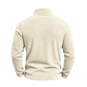 Men women fleece jacket casual stand collar pullover autumn winter warm outerwear back view detail
