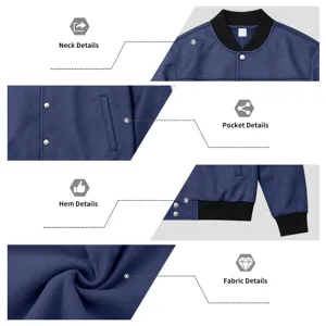 Close up details of men suede bomber jacket showing collar, pocket, hem and fabric texture.