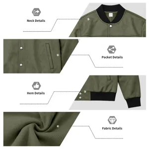 Green suede bomber jacket for men casual vintage MA1 flight jacket detail views