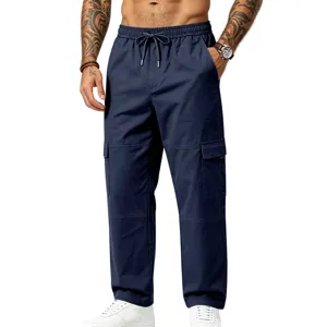Herren freizeithose cargo gerade passform mit kordelzug für herbst outdoor aktivitäte.