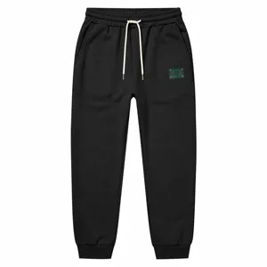 Heren gevoerde zwarte trainingsbroek winter casual joggers met elastisch koord.