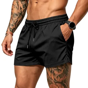 Men's summer athletic quick-dry mesh shorts with drawstring and pockets for fitness.