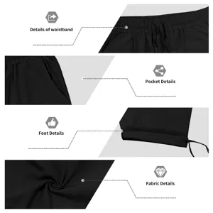 Close-up details of men casual linen pants showing elastic waistband and soft fabric.