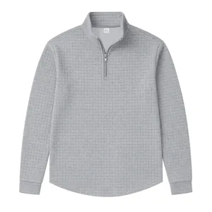 Camiseta de manga larga waffle con cuello alto y media cremallera hombre detalle
