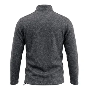 Detailansicht der grauen Herren Fleece Winter Sweatshirt mit Stehkragen und Kordelzug Saum.