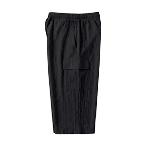Heren zomer casual cargo korte broek zwart los ademend lichtgewicht driekwart broek