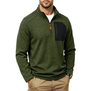 Herren Lässiger Halb-Zip Fleece Sweatshirt Taktischer Kationischer Pullover Grün Herbst