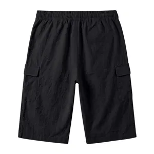 Heren casual losse zwarte cargo korte broek zomer dunne ademende vrijetijdsbroek