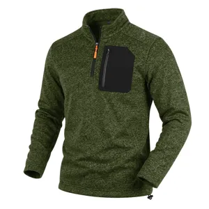 Herren Winter Fleece Half-Zip Stehkragen Sweatshirt mit Kontrasttasche und Kordelzug am Saum.