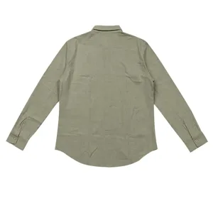 Herren Langarm Leinenhemd Freizeit einfarbig Button-Down Hemd klassischer Stil Detailansicht