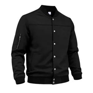 Men's casual black bomber jacket faux suede vintage stylish pilot baseball outerwear size XL