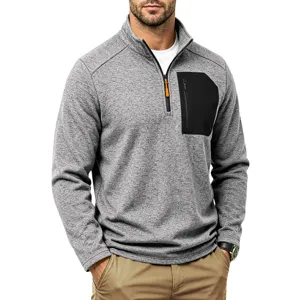 Herren Viertelreißverschluss Fleece Pullover lässig Taktisch Sweatshirt mit Brusttasche.