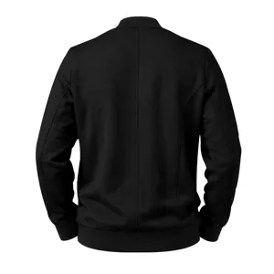 Back view detail of mens black suede bomber jacket casual minimalist style outerwear.