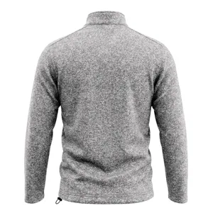 Winter Fleece Halb-Zip Stehkragen Lässige Warme Pullover Jacke Rückansicht Detail.