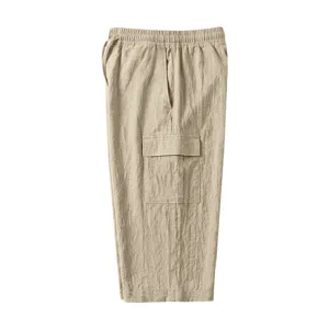 Heren zomer casual linnen cargo korte broek losse fit comfortabele strand kleding
