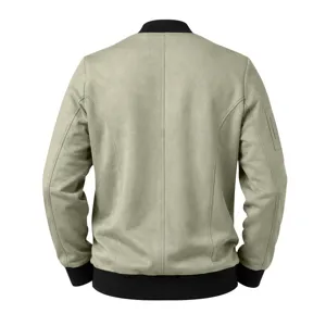 Men's suede bomber jacket vintage casual outerwear retro stylish autumn coat apparel style