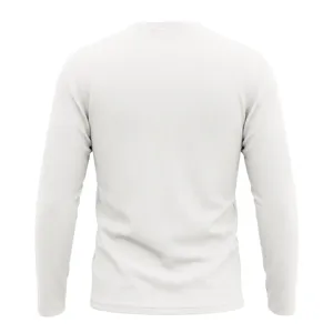 Herren weißes langarm geripptes t-shirt lässiges basic einfarbiges oberteil herbst