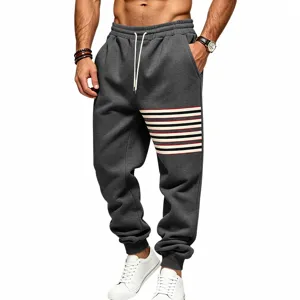 Heren casual joggingbroek met contrasterende strepen, comfortabele sportkleding voor dagelijks.