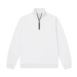 Sudadera de hombre con cuello alto y media cremallera, blanco, casual y cómoda para otoño.
