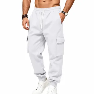 Pantaloni Cargo da Uomo Foderati in Pile Multi-Tasche Casual Sport all'Aperto Jogger Larghi Coulisse Pantaloni in Maglia con Polsini Invernali Caldi
