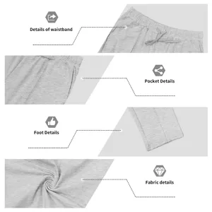 Casual men's trousers detail close-up showing waistband, pocket, hem and fabric texture.