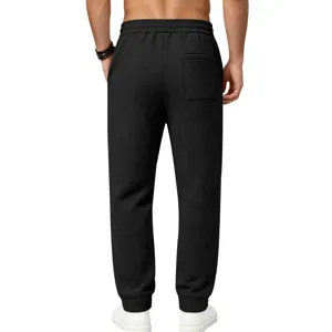 Men's textured casual sweatpants, loose fit sports trousers with elastic waist and back pocket.