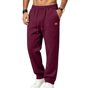 Men's Casual Loose Fit Joggers Sweatpants Heavyweight Textured Drawstring Straight Leg Athletic Commuter Pants
