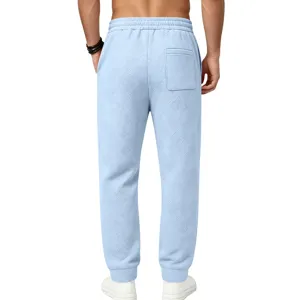 Men's light blue textured casual sweatpants relaxed fit comfortable athletic joggers for daily wear