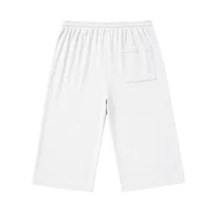 Detail view of men casual textured waffle knit shorts with elastic waist and back pocket.