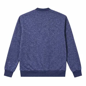 Men's Melange Knit Bomber Jacket Casual Full Zip Outerwear Solid Color Ribbed Trim