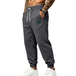 Men's fleece-lined thick sweatpants casual winter warm jogger pants with drawstring