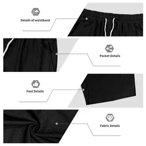 Men casual knit textured shorts with drawstring waist and pockets. Detail view of fabric.