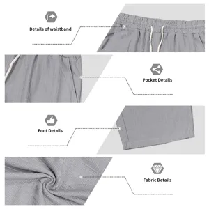 Men's grey textured casual cropped shorts featuring elastic waistband and soft fabric details.
