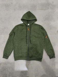 Mens fleece lined hooded sweatshirt retro tactical zip up hoodie casual outerwear