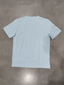 Men's plain quick dry short sleeve t-shirt, casual summer crewneck athletic top, detail view.