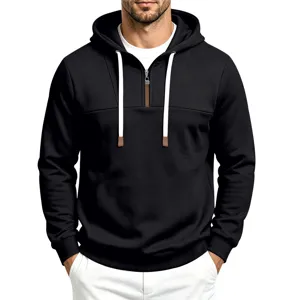Herren Viertelreissverschluss Kapuzenpullover Herbst laessige Mode Sweatshirt top.