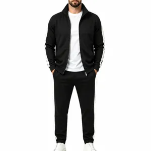 Herren Freizeit Trainingsanzug Set mit Reißverschluss Stehkragenjacke und bequemer Hose.