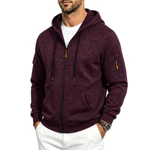 Men's heavyweight fleece-lined zip-up hoodie with hood, adjustable drawstring and pockets.