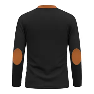 Men's waffle long sleeve henley shirt vintage casual contrast elbow patch stylish top