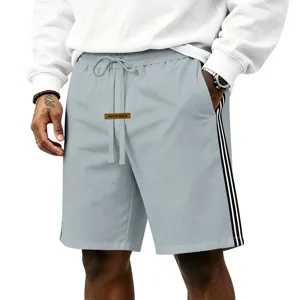 Shorts de sport gris pour hommes décontracté été streetwear ample skate shorts avec rayures